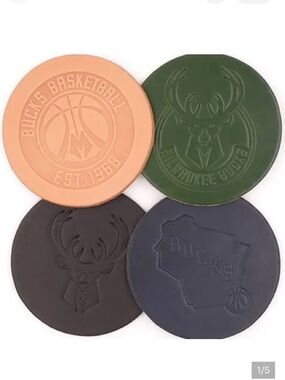 Milwaukee Bucks Leather Coaster Set